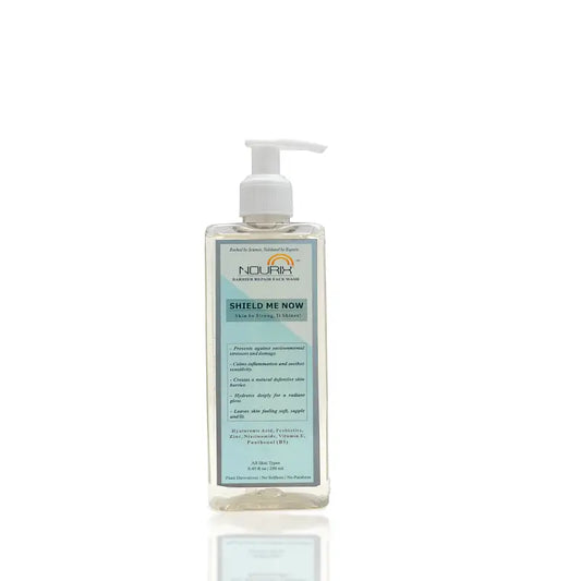 Nourix Shield Me Now Face Wash by 11012, gentle cleanser for sensitive skin, repairing skin barrier and providing deep moisturization.