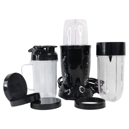 Wukusy Orbit Bullet Mixer Grinder with 400W motor and three stainless steel jars, ideal for home kitchen blending tasks.