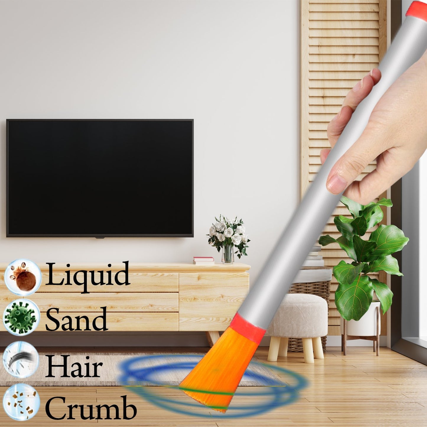 Wukusy Dust Cleaning Brush with steel body, perfect for deep cleaning kitchen surfaces and appliances, compact and durable design.