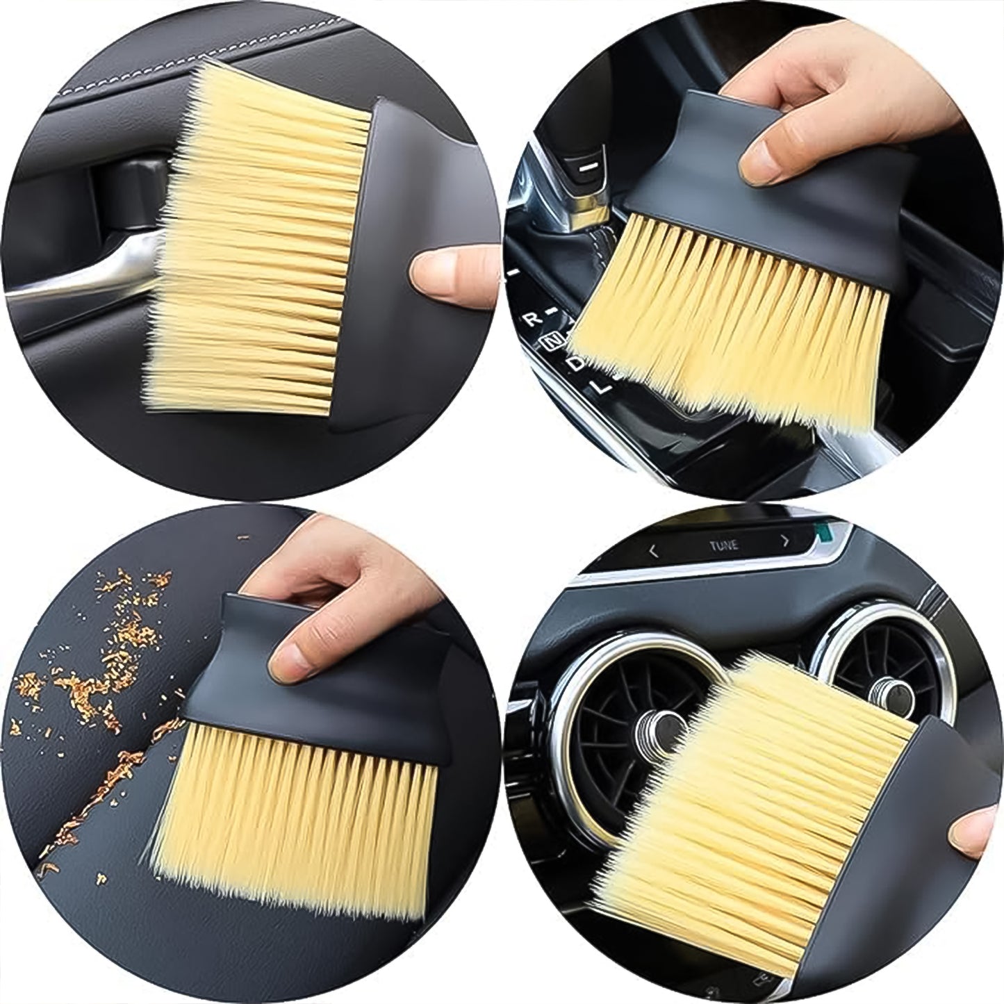 Wukusy multipurpose soft car air conditioner cleaner brush for automotive use, showing the brush's soft bristles and ergonomic handle.