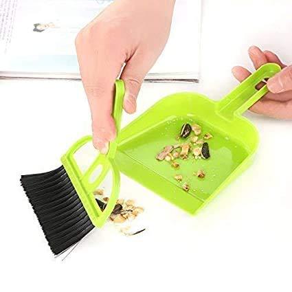 Wukusy 2-piece mini dustpan and brush set for home cleaning, compact and multipurpose cleaning tool with brush and dustpan.