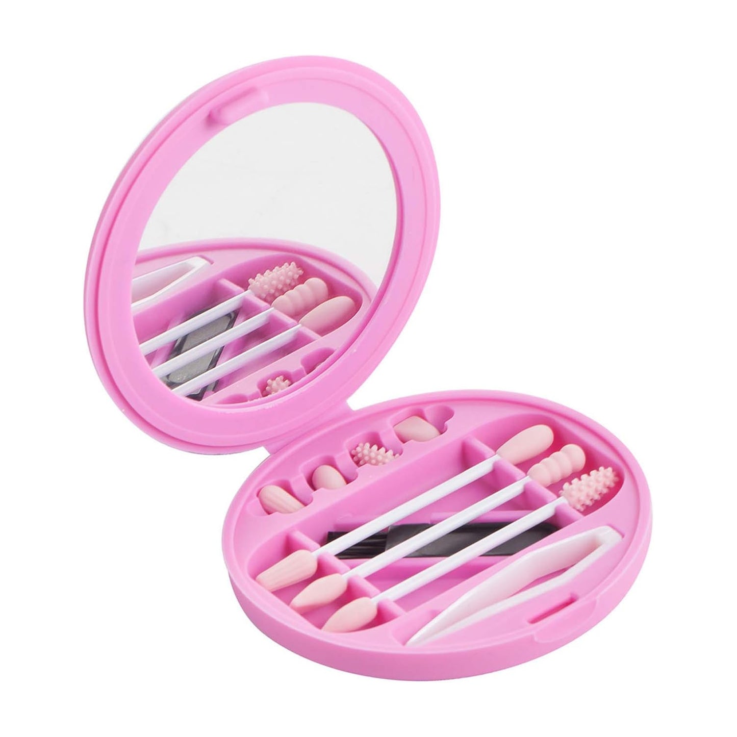 Reusable silicone cotton swab set with mirror case, washable ear buds from Wukusy, shown with sleek storage case and silicone tips.