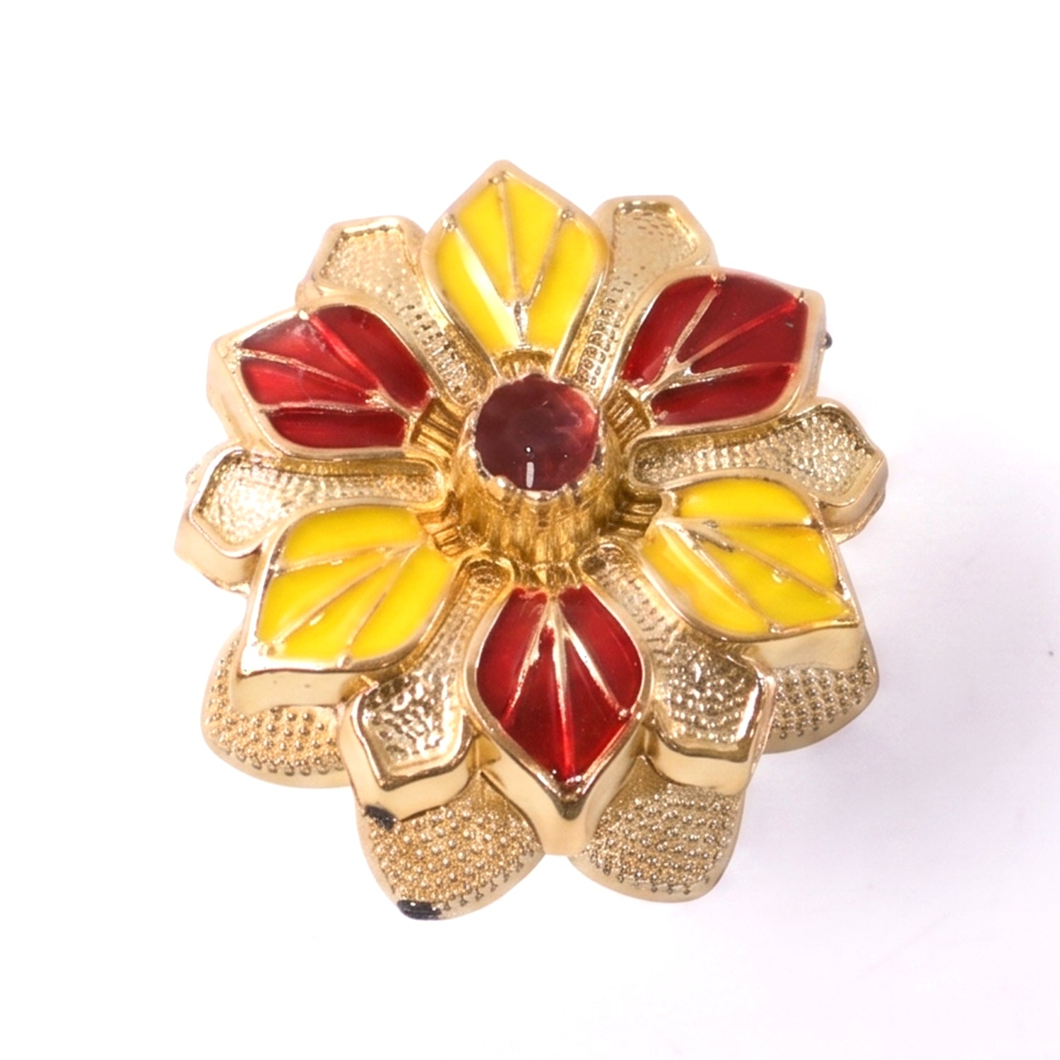 Decorative golden Kankavati Kumkum box by Wukusy, traditional Sindoor holder for Pooja with intricate design and vibrant finish.