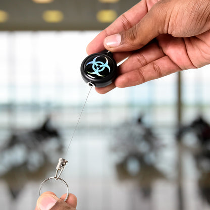 Wukusy safety anti-lost retractable key chain in black, with a large key holder and clip for home improvement use.
