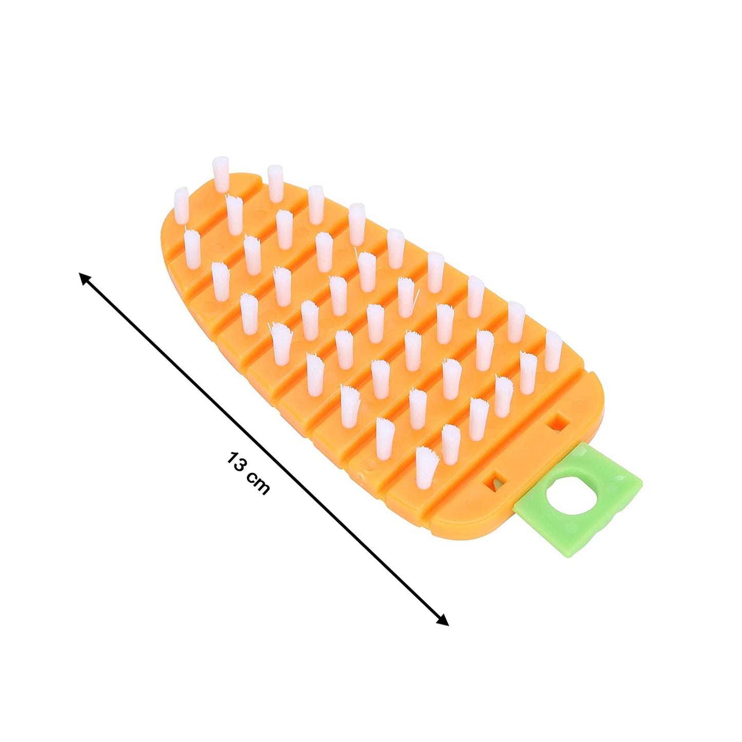 Wukusy vegetable scrubbing brush in carrot shape, non-toxic kitchen tool for cleaning potatoes, carrots, and other vegetables.