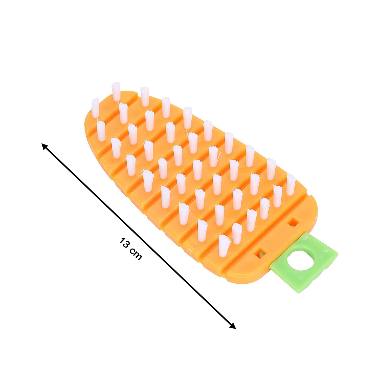 Wukusy vegetable scrubbing brush in carrot shape, non-toxic kitchen tool for cleaning potatoes, carrots, and other vegetables.