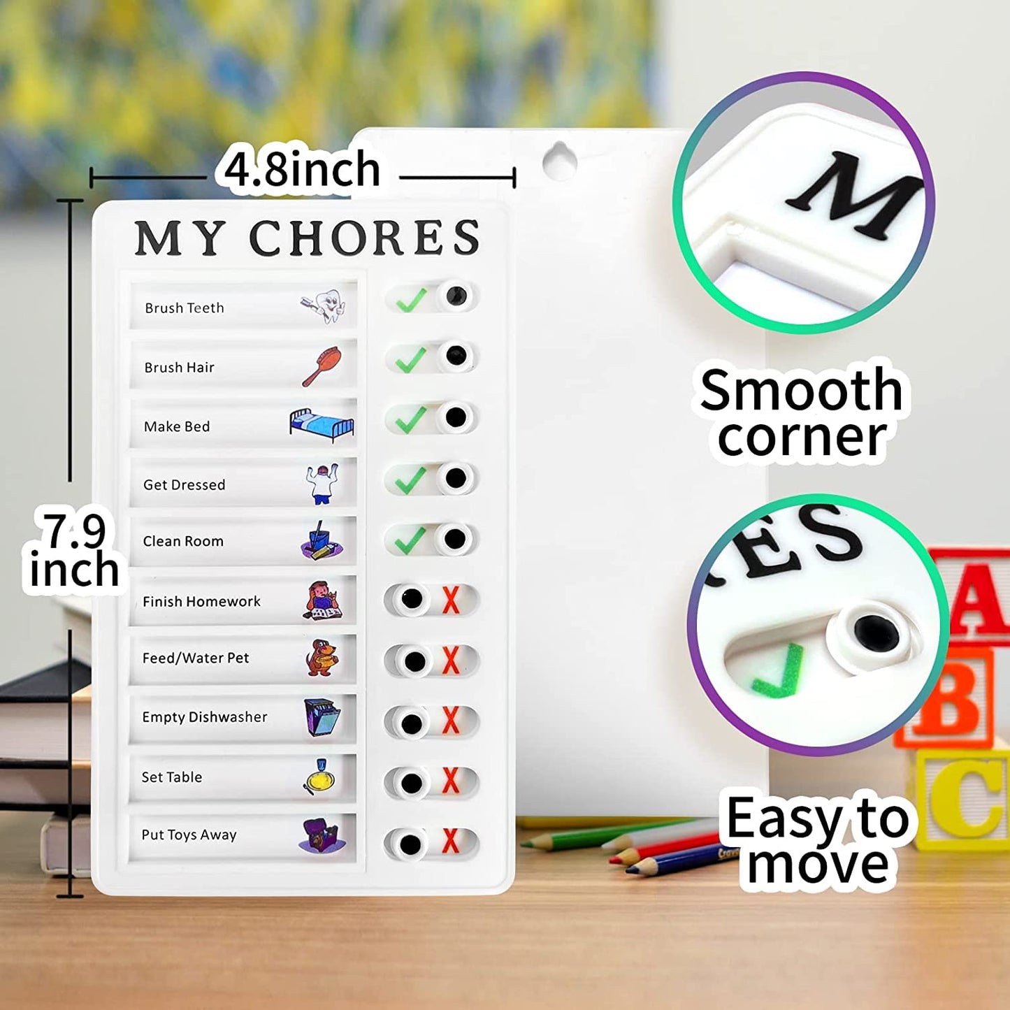 Wukusy 20x12cm portable My Chores home note board for planning, reminders, and task management, ideal for kids' organizational toys.