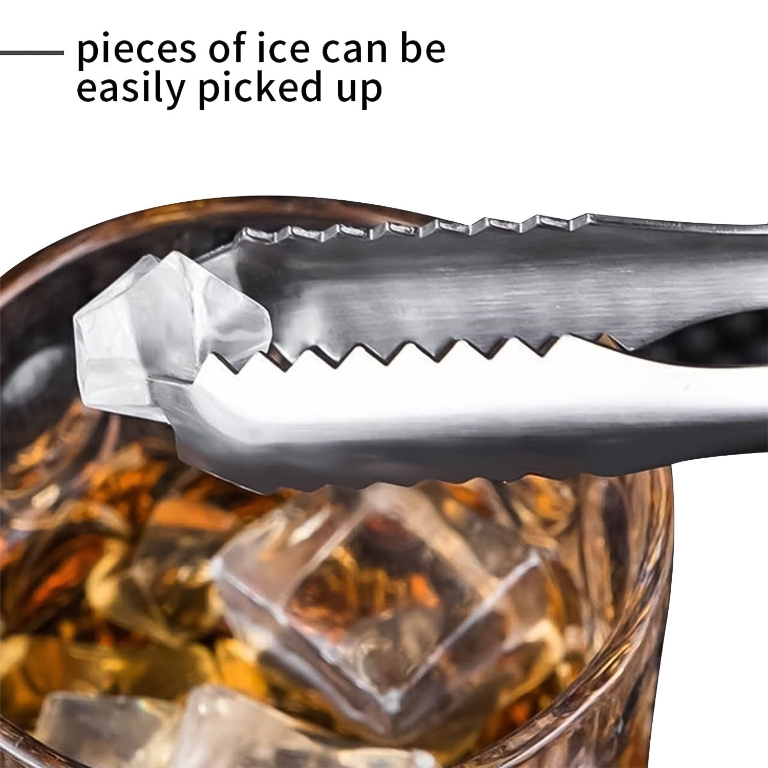 Wukusy stainless steel ice cube tong, 13 cm, with curved tips for lifting sugar or ice cubes, suitable for home and kitchen use
