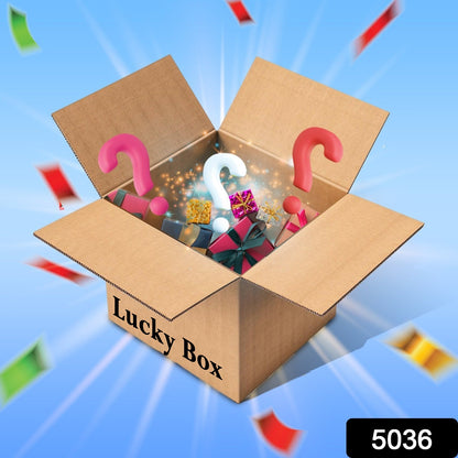 Wukusy Deodap Lucky Box Premium product with assorted items, valued at Rs. 1500, in a colorful, open gift box.