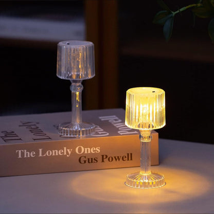 Wukusy mini acrylic LED desk lamp with portable crystal design, small table lamp for home decor, single piece shown on surface