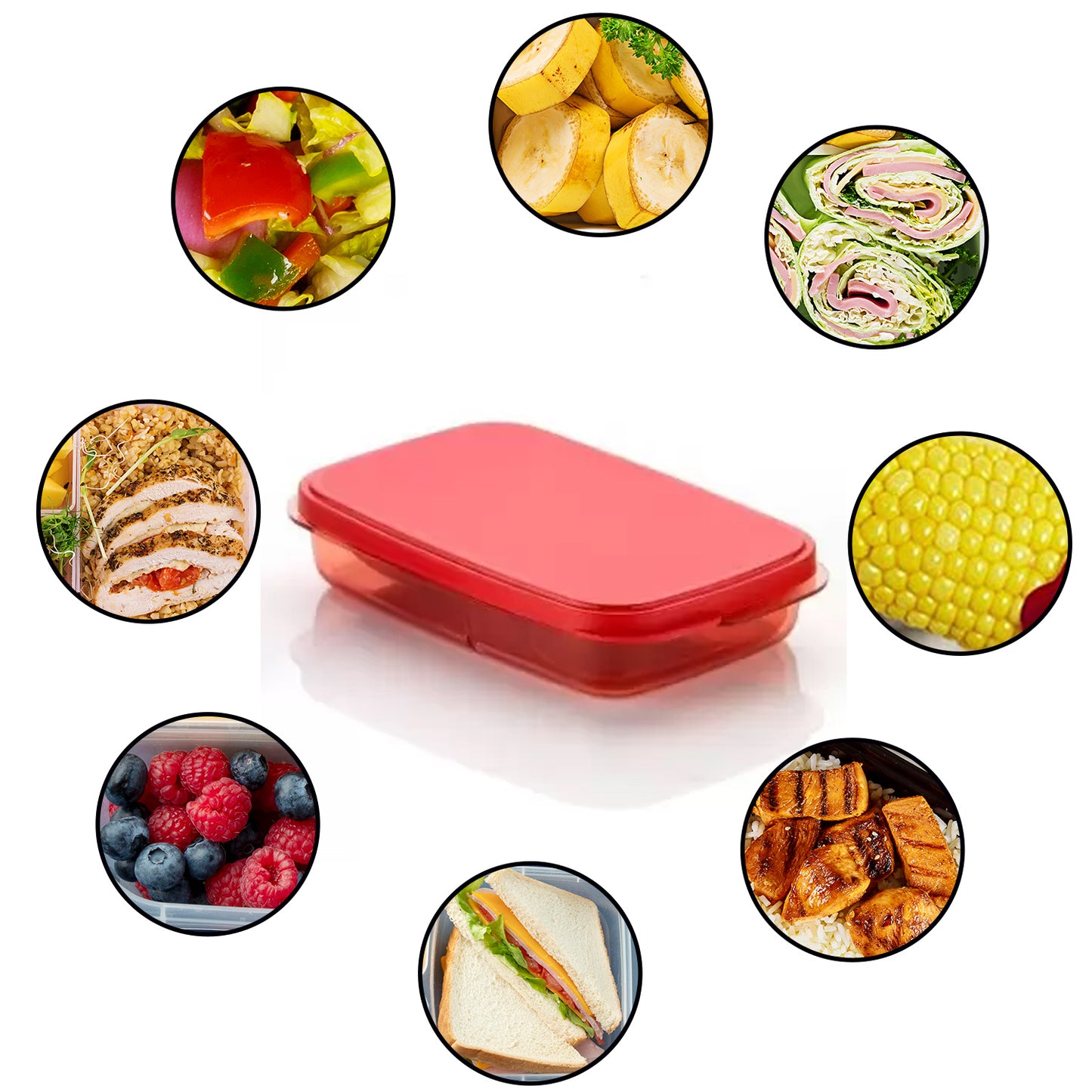 Wukusy 2879 Seal Rectangular Lunch Box with two containers, airtight plastic containers for food storage and lunch.