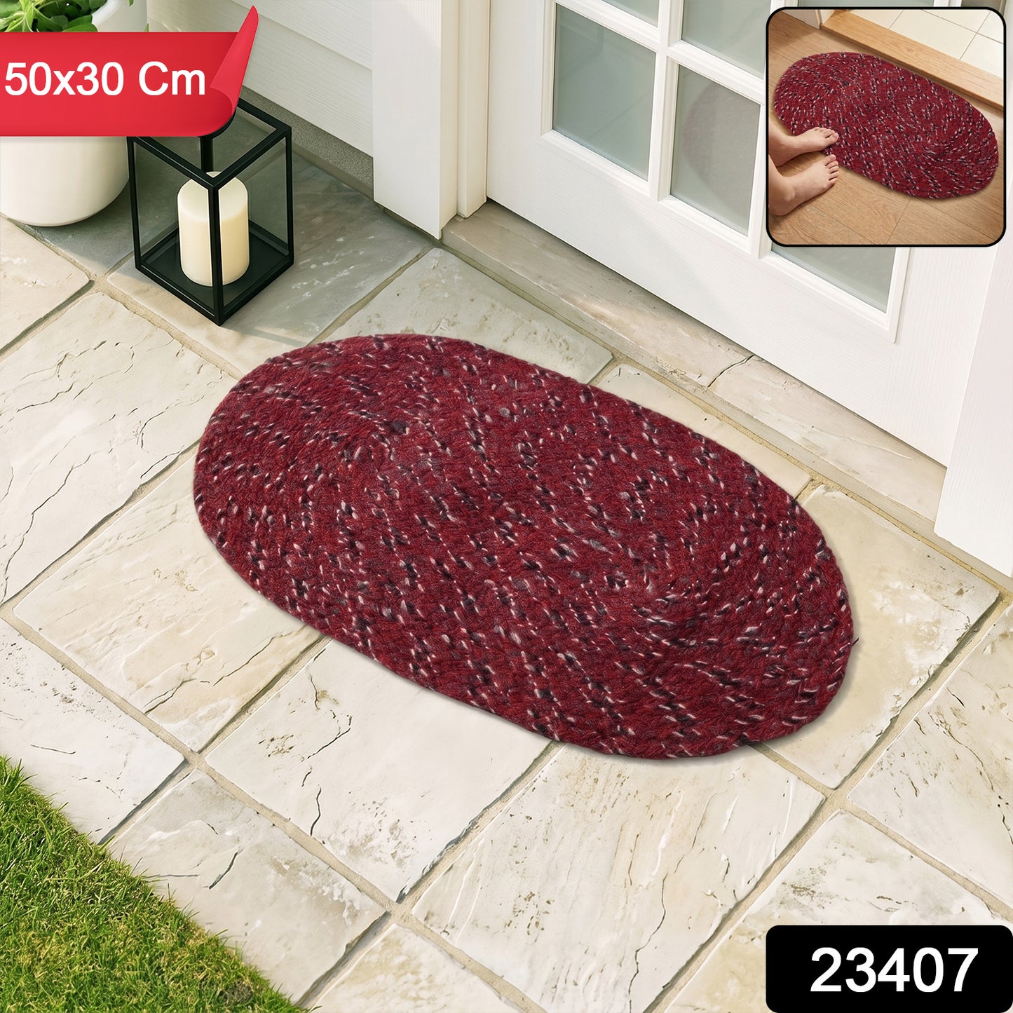 Wukusy stylish oval floor mat in 50x30 cm with a modern design, ideal for home or office decor.