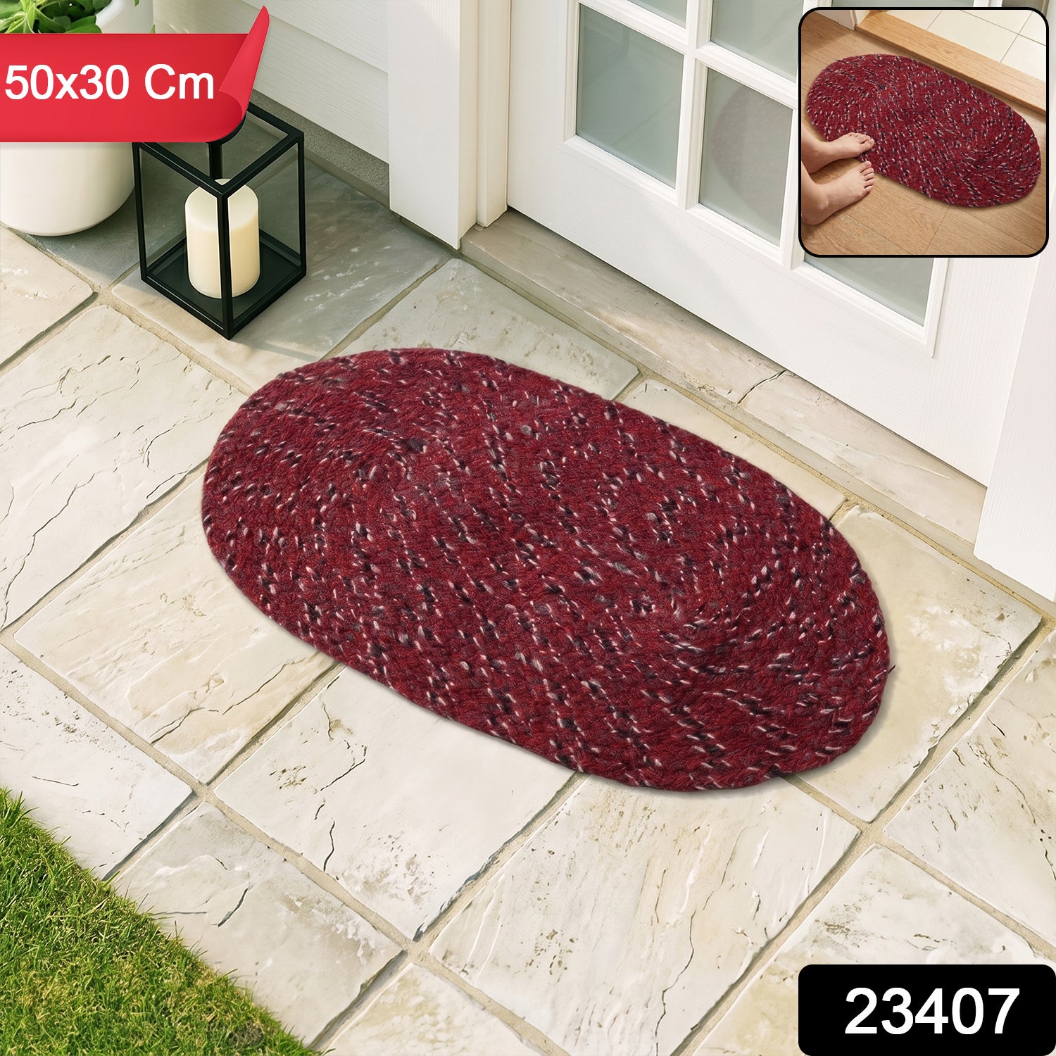 Wukusy stylish oval floor mat in 50x30 cm with a modern design, ideal for home or office decor.