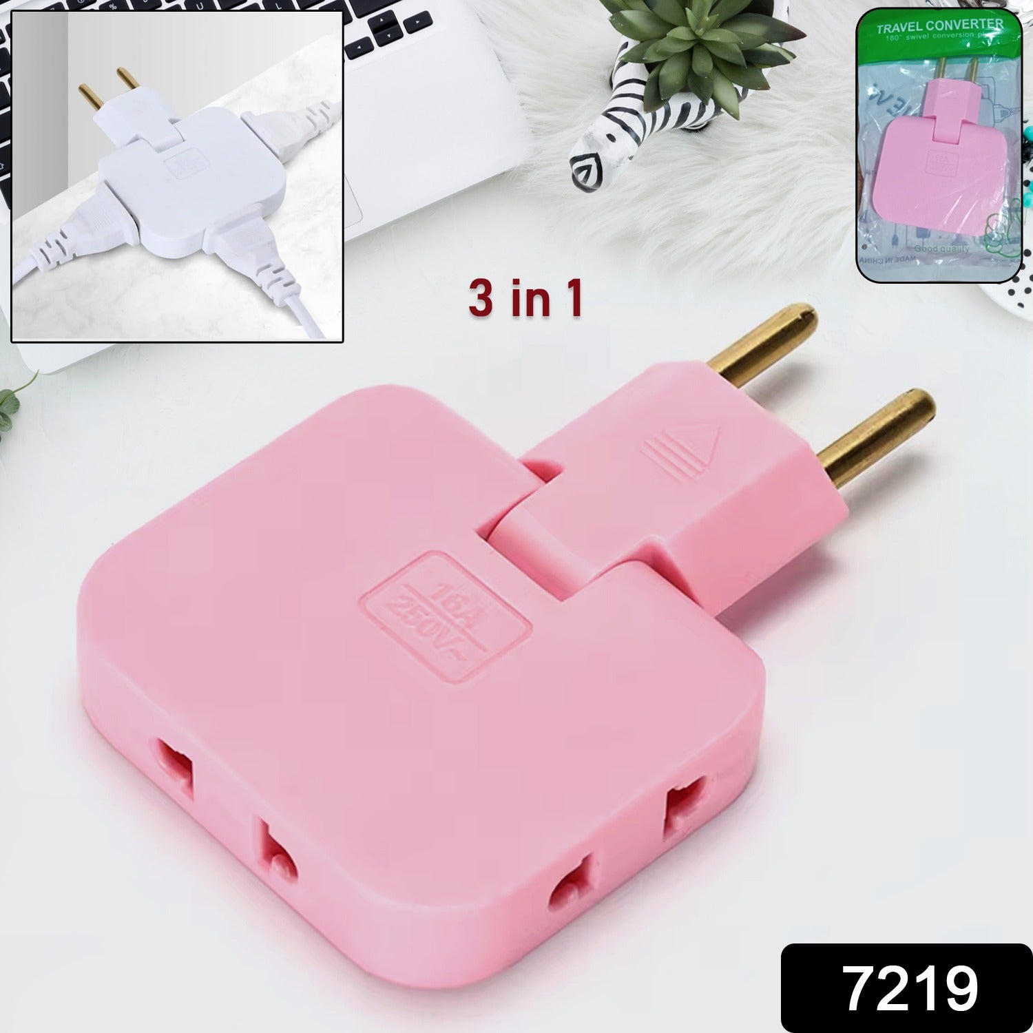 Wireless 3-in-1 foldable wall plug adapter socket converter by Wukusy, shown with multiple outlets and compact foldable design.