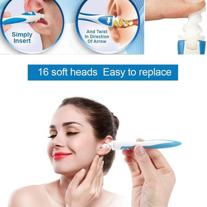 Wukusy Smart Swab silicone earwax removal tool with 16 soft disposable tips, designed for safe, easy ear cleaning.