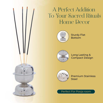 Stainless steel Jasmine Agarbatti stand by Wukusy, designed to hold incense sticks securely for aromatic burning.