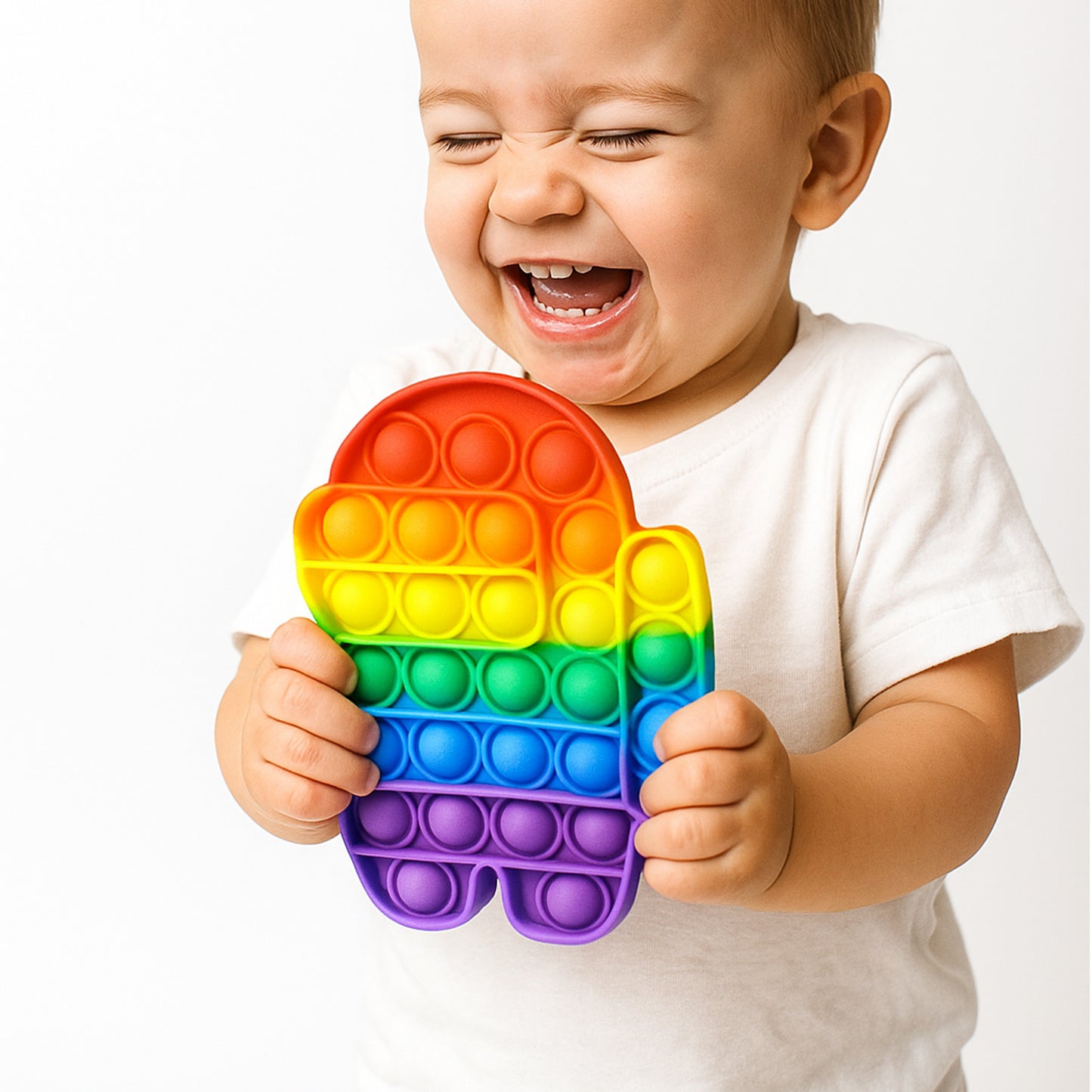 Wukusy premium astronaut silicone Pop It fidget toy, colorful and squeezable, designed for stress relief and sensory play.