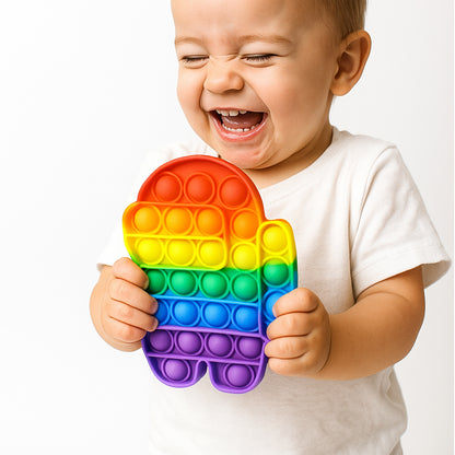 Wukusy premium astronaut silicone Pop It fidget toy, colorful and squeezable, designed for stress relief and sensory play.