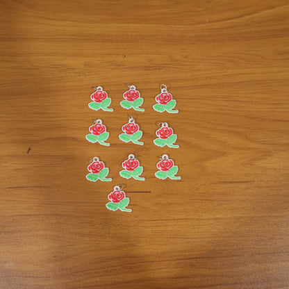 Set of 10 Wukusy rose flower design bag charm keychains featuring colorful, decorative floral accessories for bags and keys.