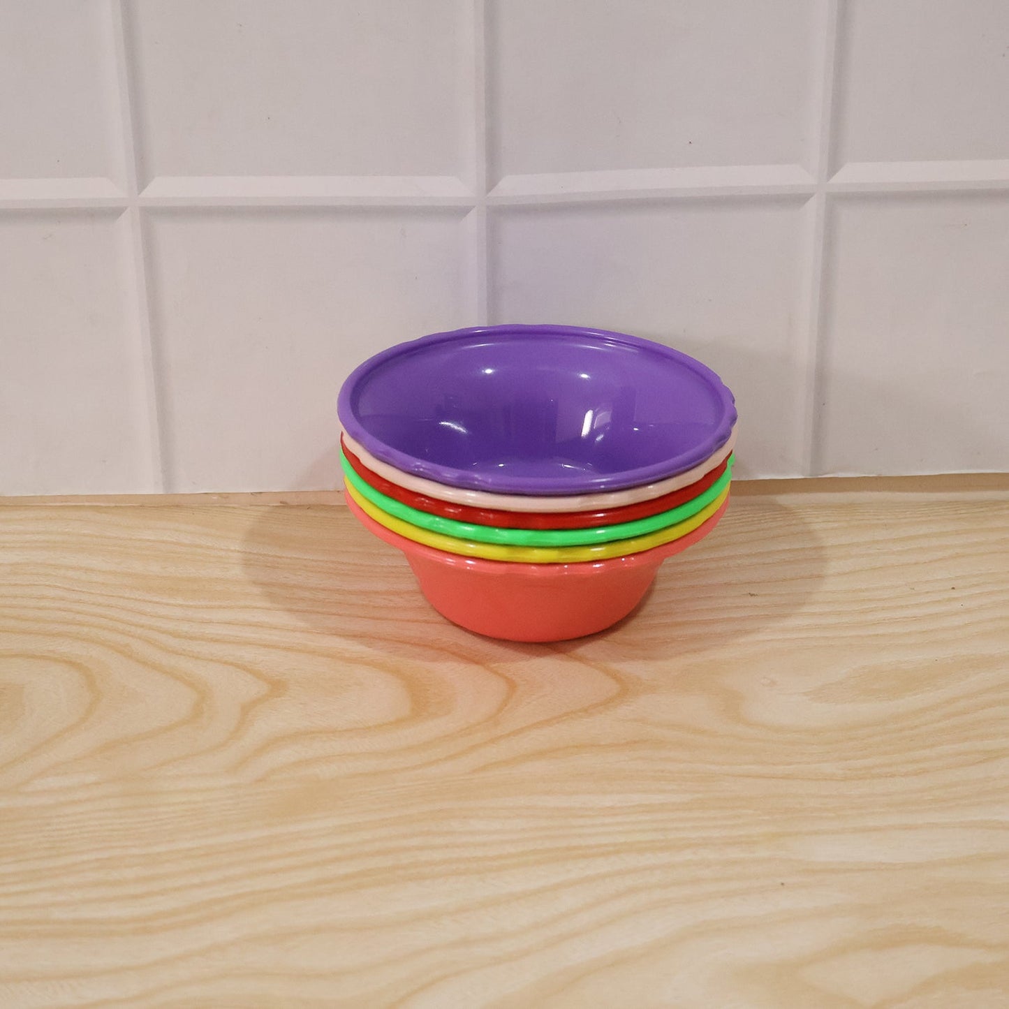 Plastic Serving Bowl Set Multicolour Unbreakable Kitchen Bowls (6 Pc Set)
