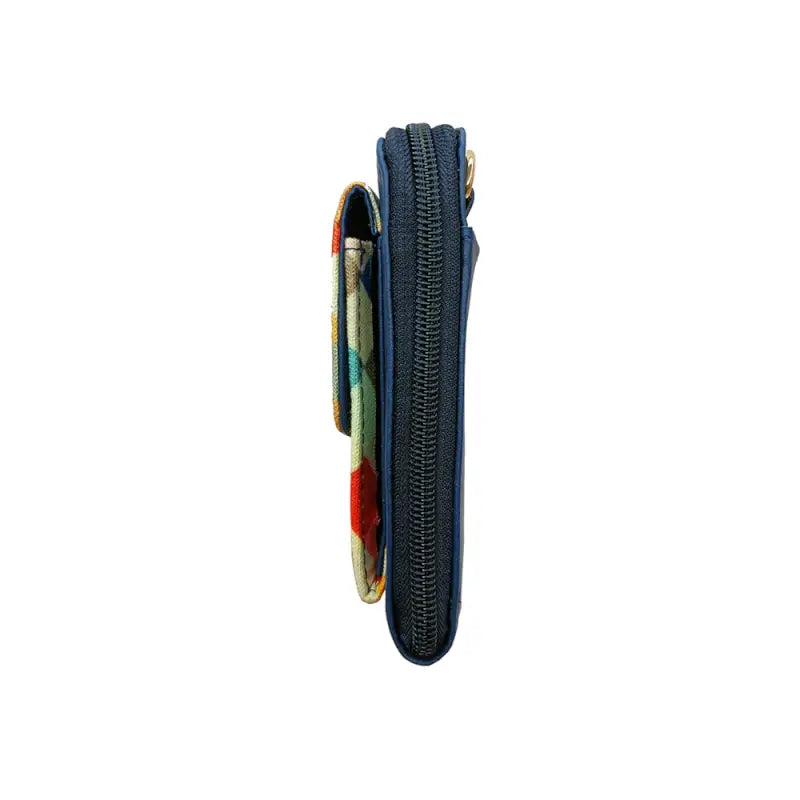 Blue vegan leather crossbody wallet for women and girls, stylish Ekom brand accessory with multiple compartments.