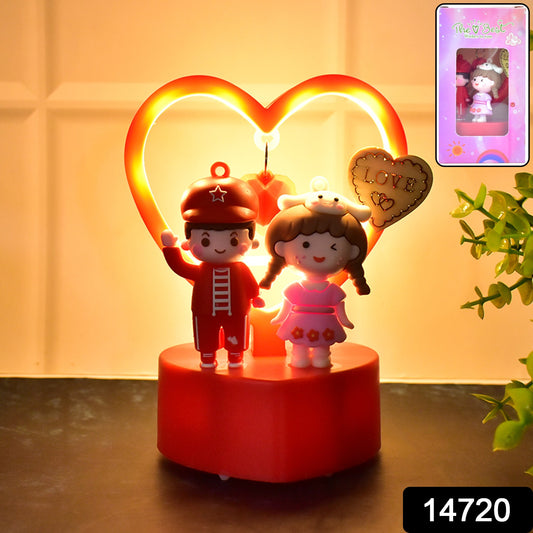 Romantic couple love showpiece with heart frame home decor by Wukusy, featuring a cute couple figure for romantic ambiance.
