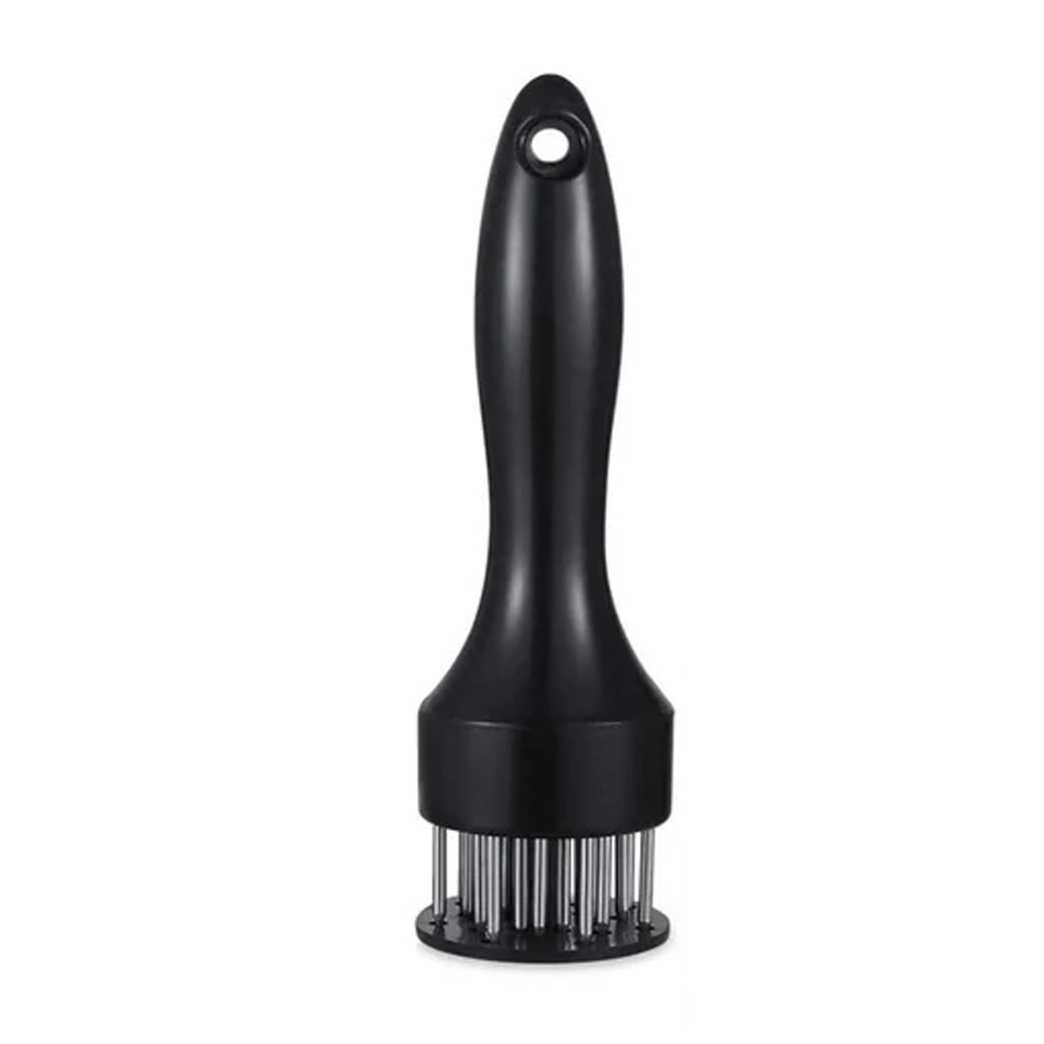 Stainless steel meat tenderizer tool with needle design by Wukusy, used for softening and tenderizing meats in the kitchen.