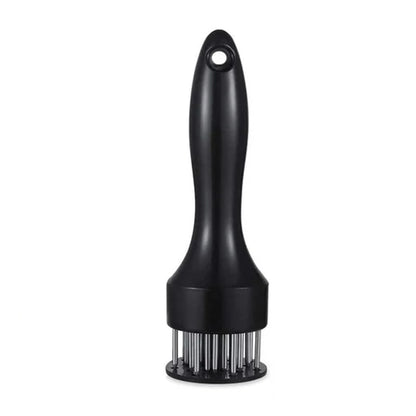 Stainless steel meat tenderizer tool with needle design by Wukusy, used for softening and tenderizing meats in the kitchen.