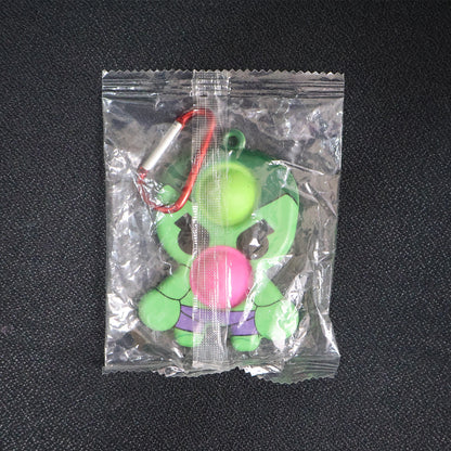 Wukusy silicone Pop It fidget toy with keychain clip, colorful bubble sensory toy for stress relief and tactile fun.