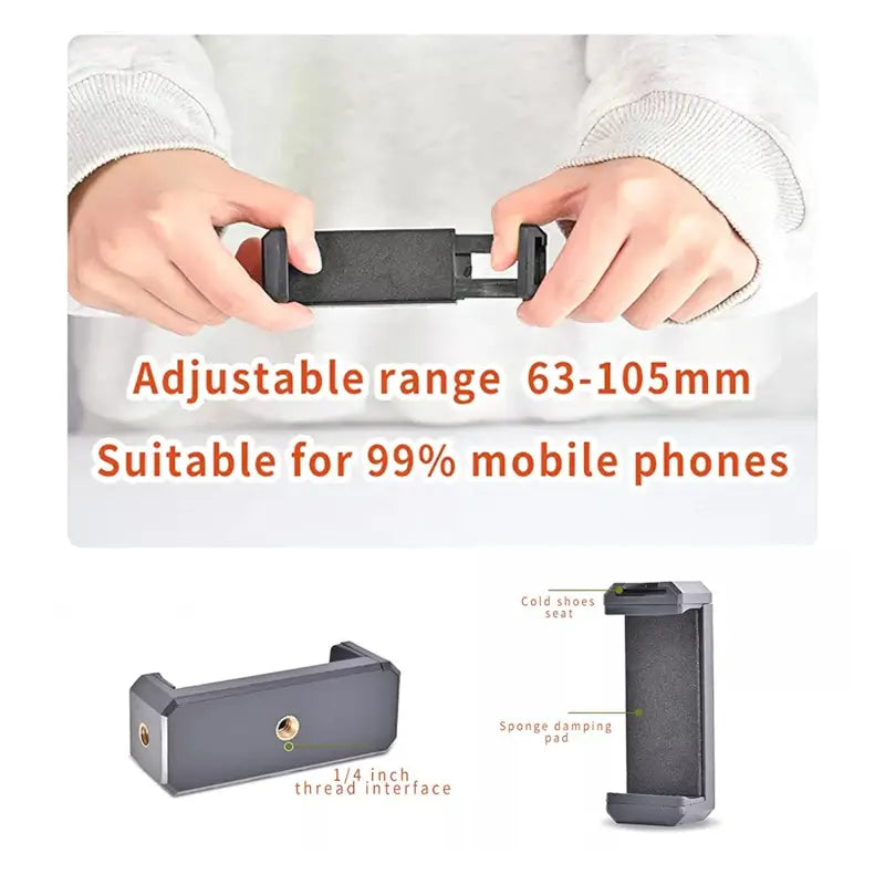 Ekom vlogging kit with mini tripod, LED light, phone holder clip, and microphone for video making and content creation.