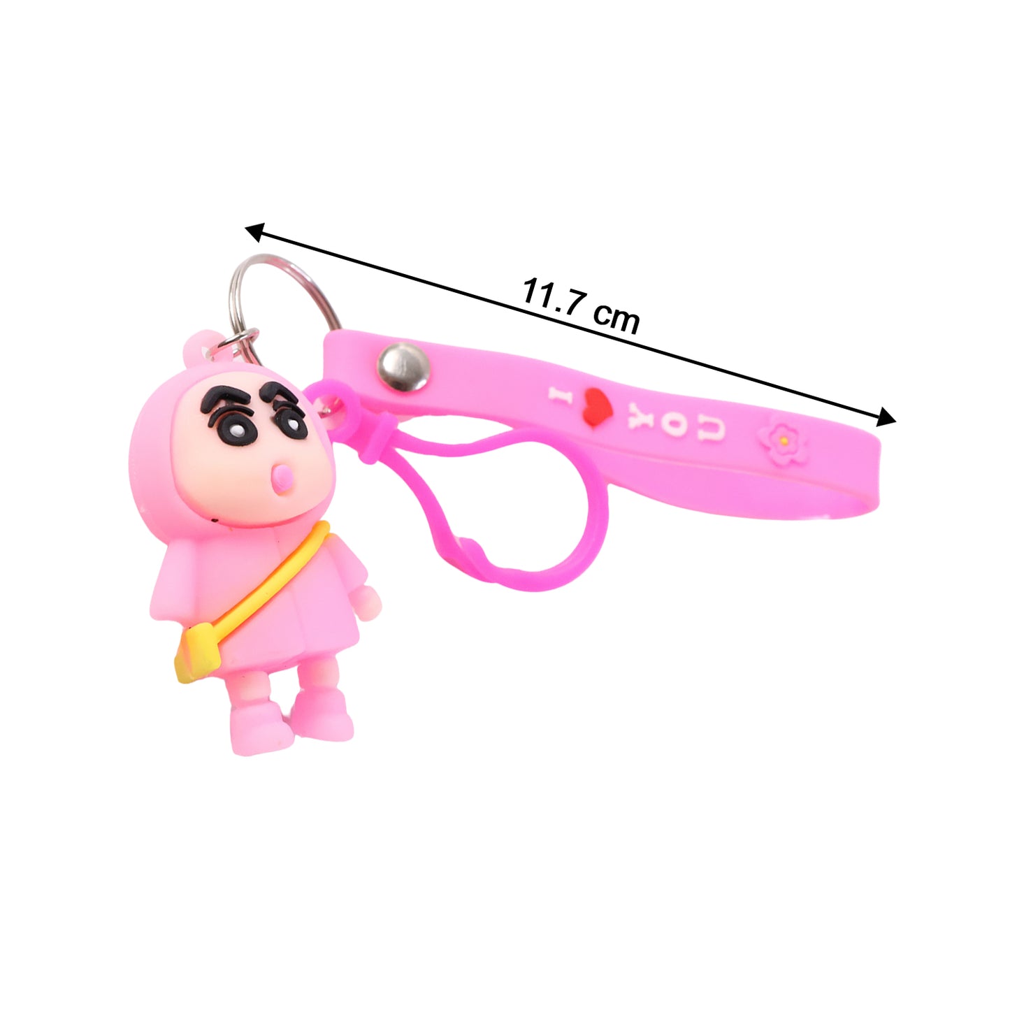 Cute cartoon doll figure keychain by Wukusy featuring a colorful, expressive character with a smiling face and detailed design.