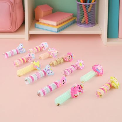 Set of 12 colorful spiral hair braiding clips for kids with mixed designs by Wukusy, ideal for easy hairstyling.