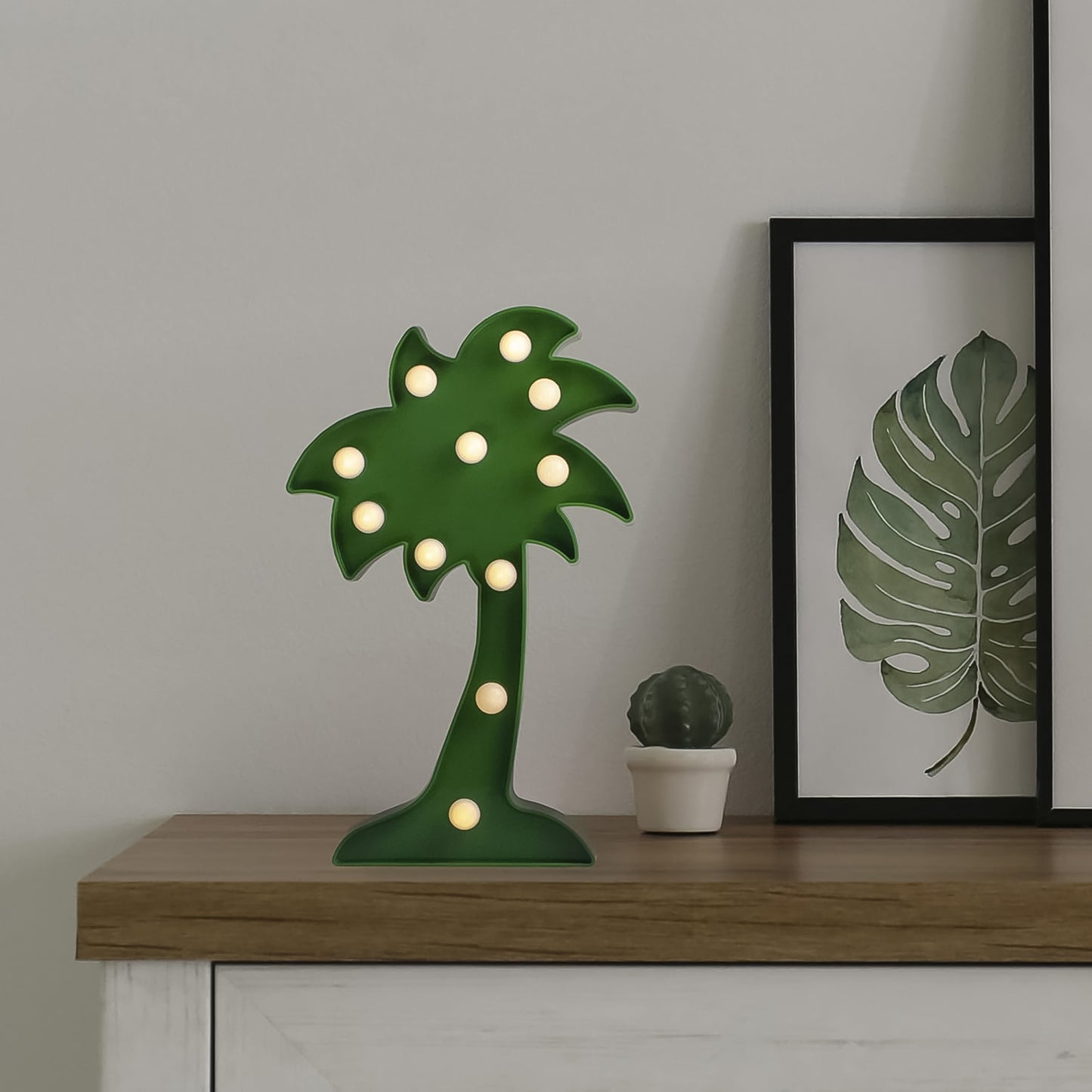 Wukusy LED night light coconut tree lamp on office desk, romantic table lamp with battery not included, ambient lighting decor
