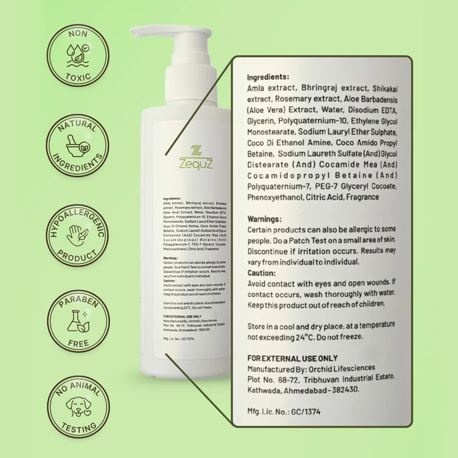 Wukusy Zequz Anti Hair Fall Shampoo bottle, 250ml, health and beauty product for reducing hair fall and promoting hair health.