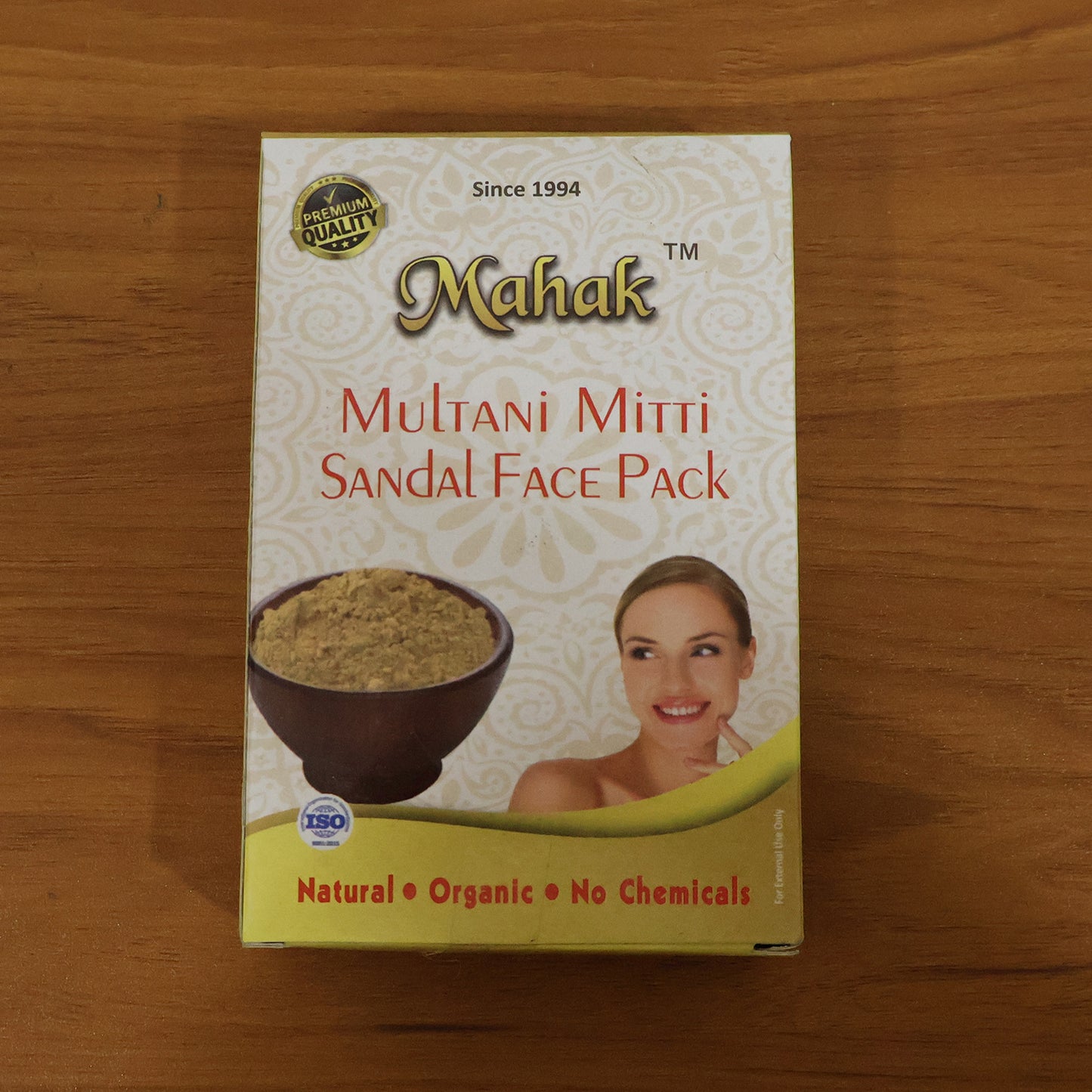 Wukusy Herbal Multani Mitti and Sandal Face Pack in 80g, creamy clay mask with natural ingredients for glowing skin