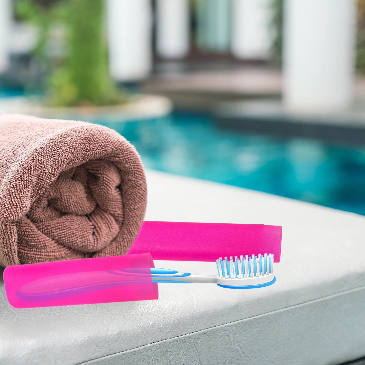 Set of four Wukusy portable dust-proof toothbrush cases with individual compartments for travel storage and protection.