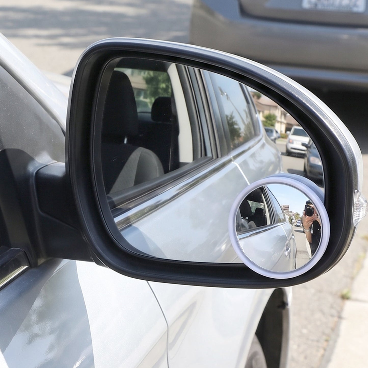 Pair of Wukusy wide angle blind spot mirrors, round convex HD stick-on car side mirrors for improved rear visibility.