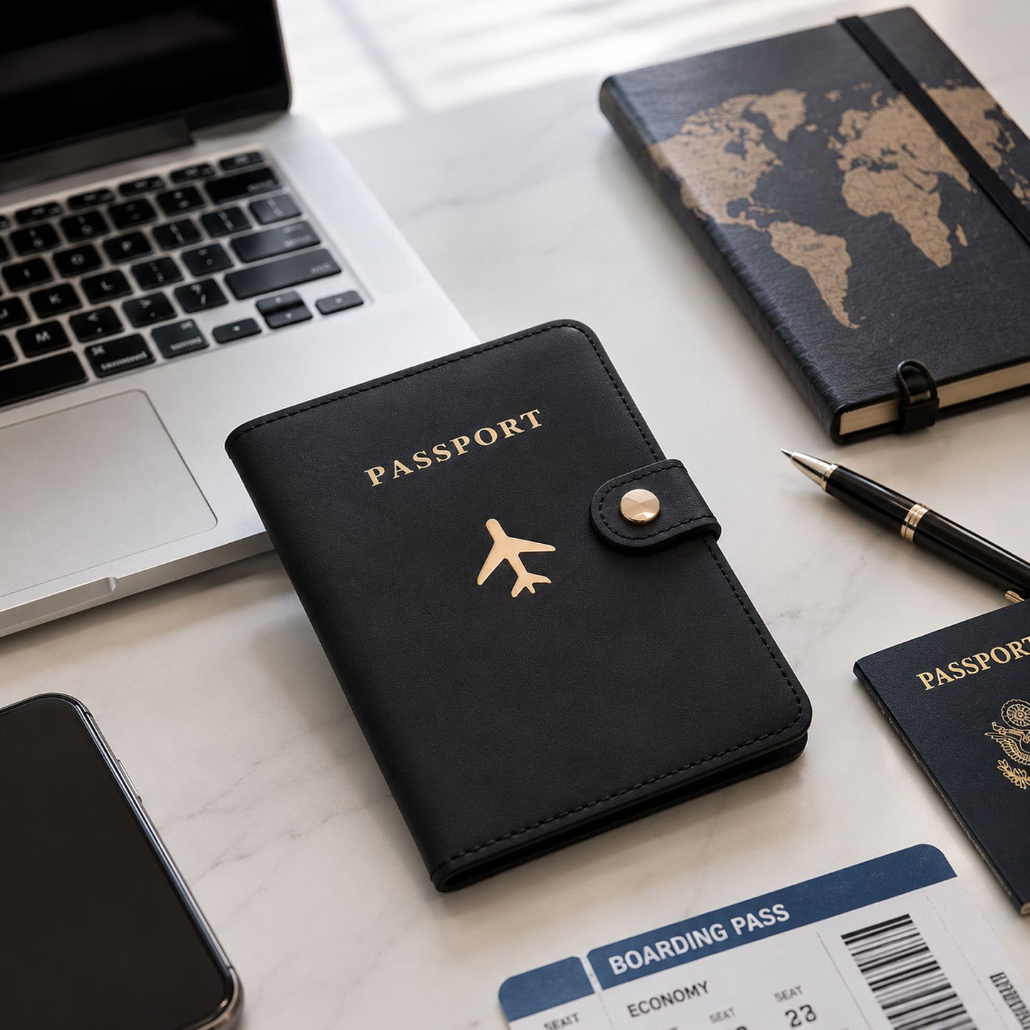 Wukusy mix travel passport holder wallet with multiple slots and cover for organizing passports and travel documents.