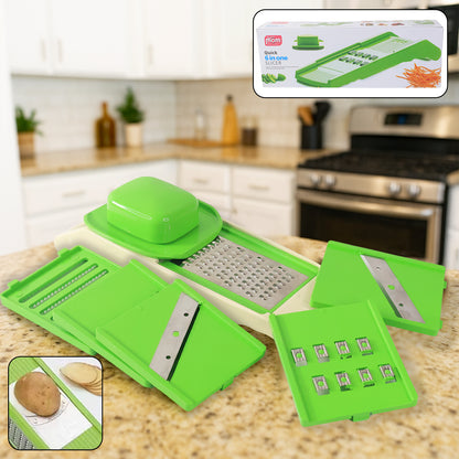 Wukusy Supermom Quick 6-in-1 multipurpose slicer with stainless steel blades and ergonomic handle for home kitchen use