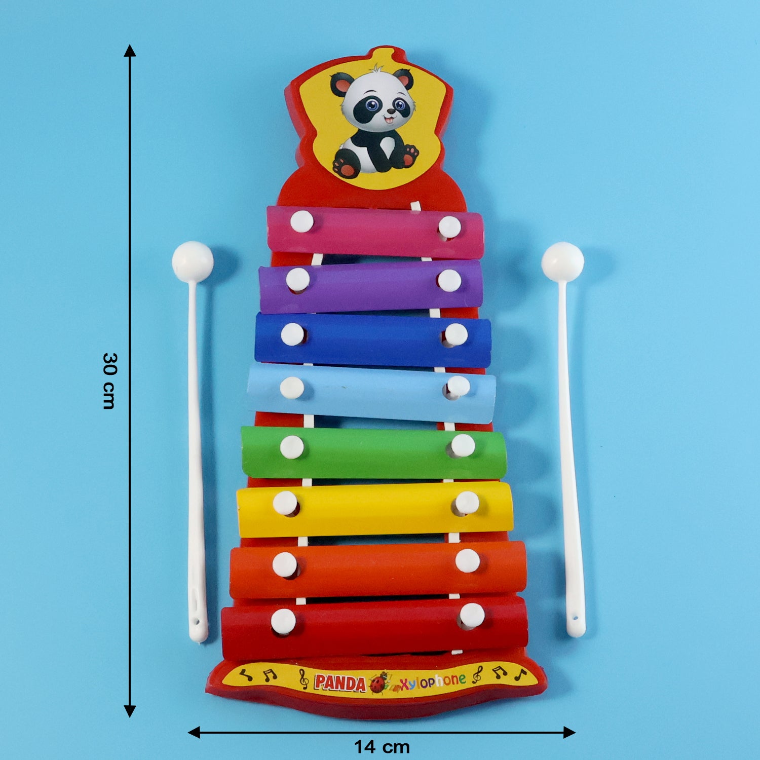 Colorful kids' musical xylophone toy by Wukusy with rainbow-colored bars and wooden mallet, perfect for children's musical play