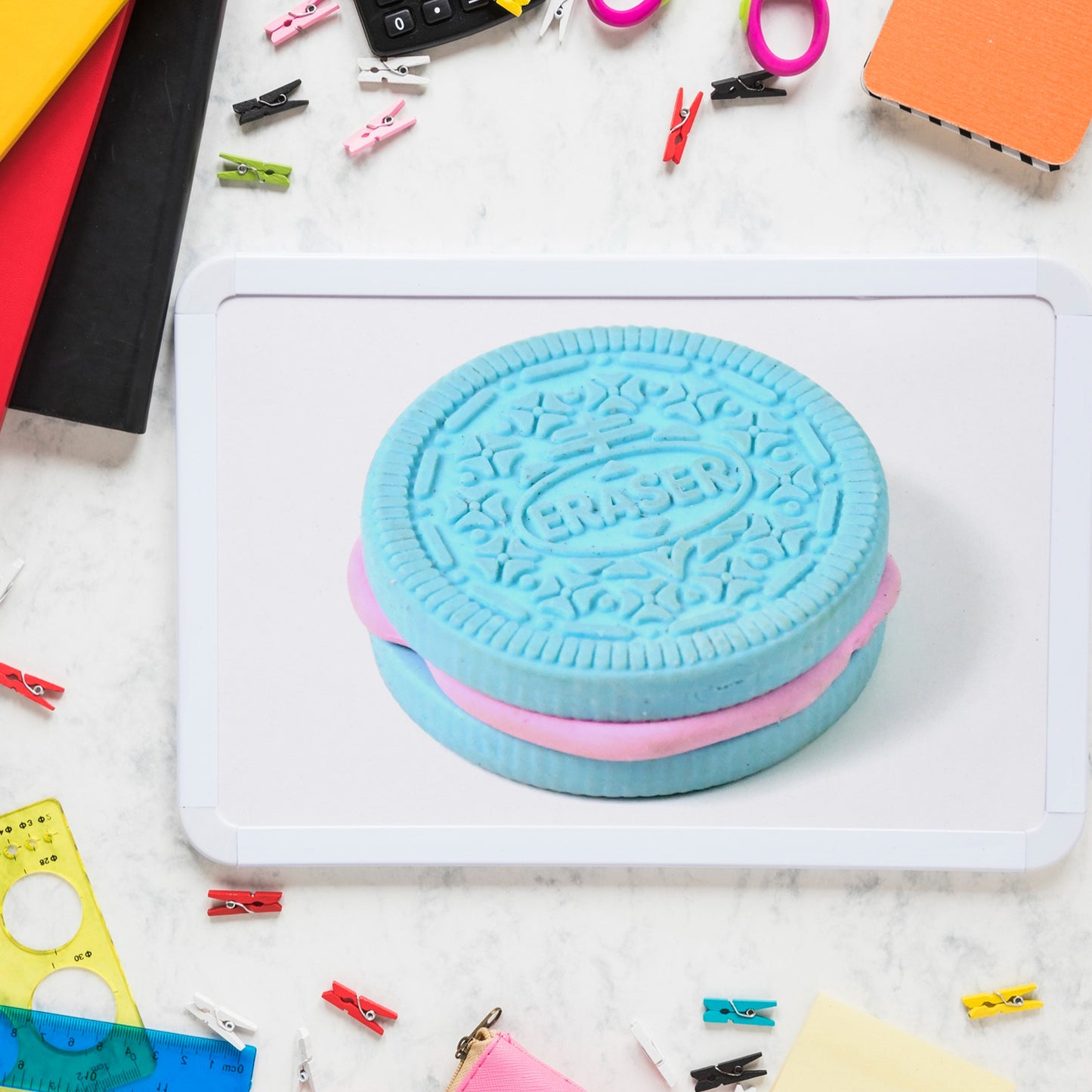 Wukusy biscuit-shaped eraser with unique design and pattern, ideal for office or school use.