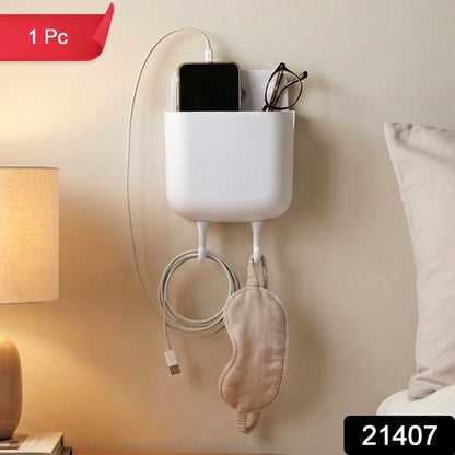 Plastic wall-mounted mobile charging holder by Wukusy, showing a sleek, multi-purpose design for organizing and charging smartphones.