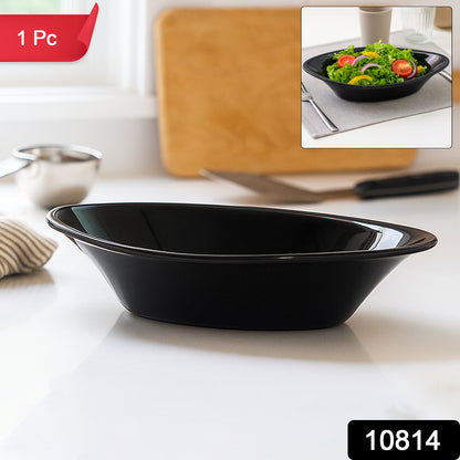 Wukusy plastic Marin serving bowl, elegant black oval deep bowl for salads and seafood, 1 piece.