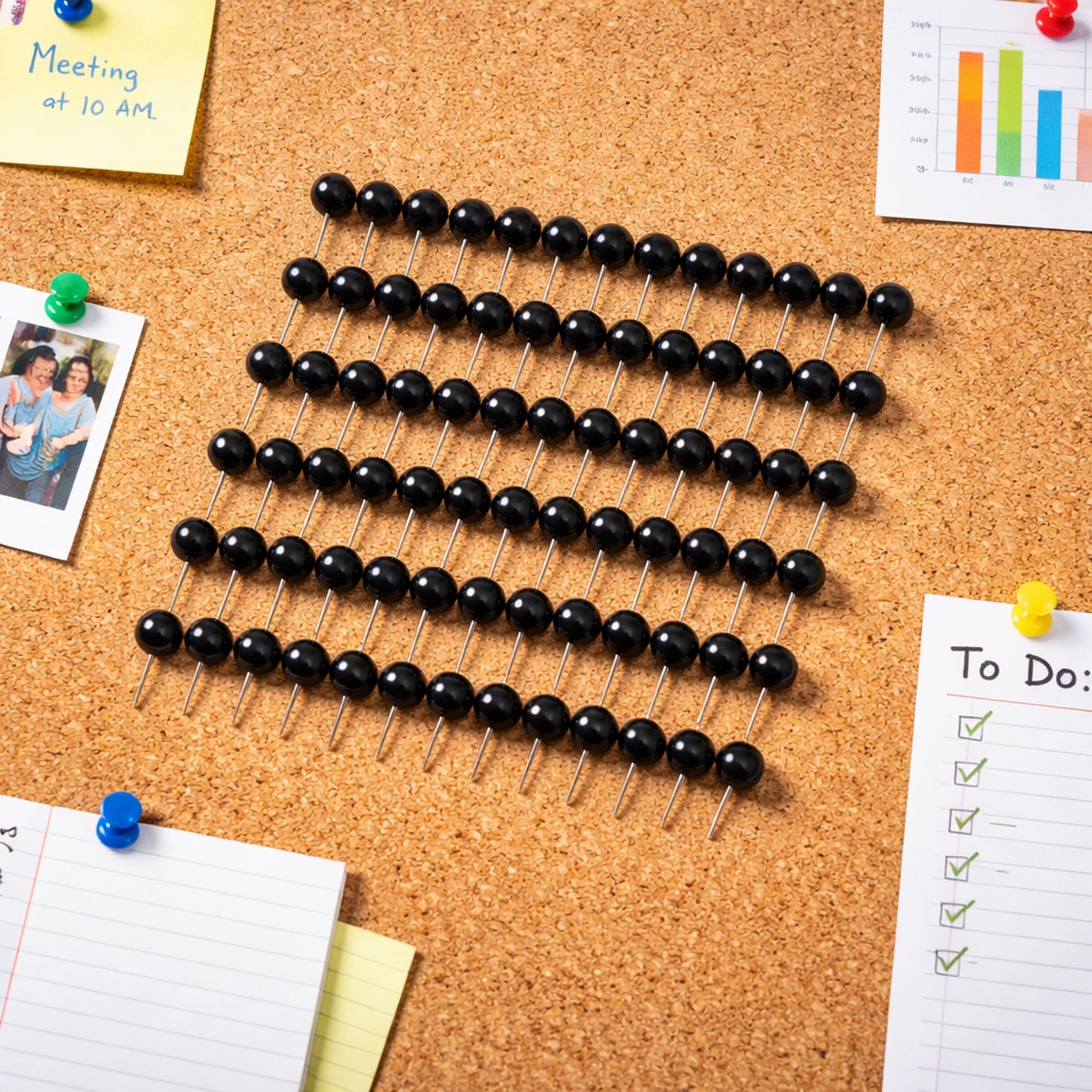 Set of 80 Wukusy round head push pins with metal pins, perfect for bulletin boards and office use.
