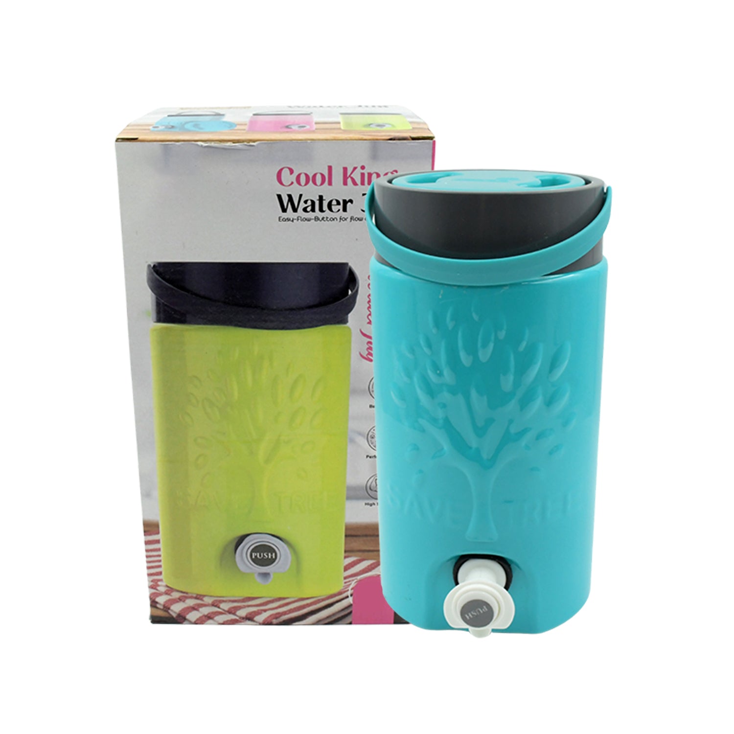 Wukusy insulated plastic water jug with sturdy handle and tap, 3000ml capacity for camping, travel, and home water storage