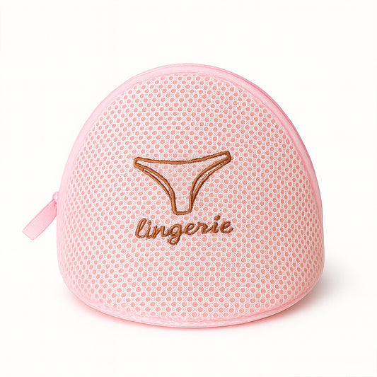 Wukusy dome-shaped lingerie wash bag with zip closure, protective mesh laundry pouch for delicate clothing, shown in image.