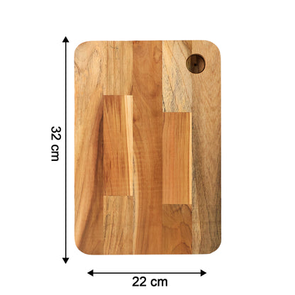 Wukusy Apex Steel Oak medium cutting board with wooden handle, durable kitchen prep surface, natural wood and steel design