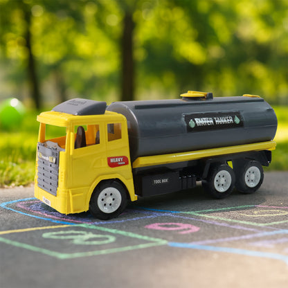 Wukusy Funwoods water tanker toy truck featuring a colorful plastic truck with a water tank and playful design.