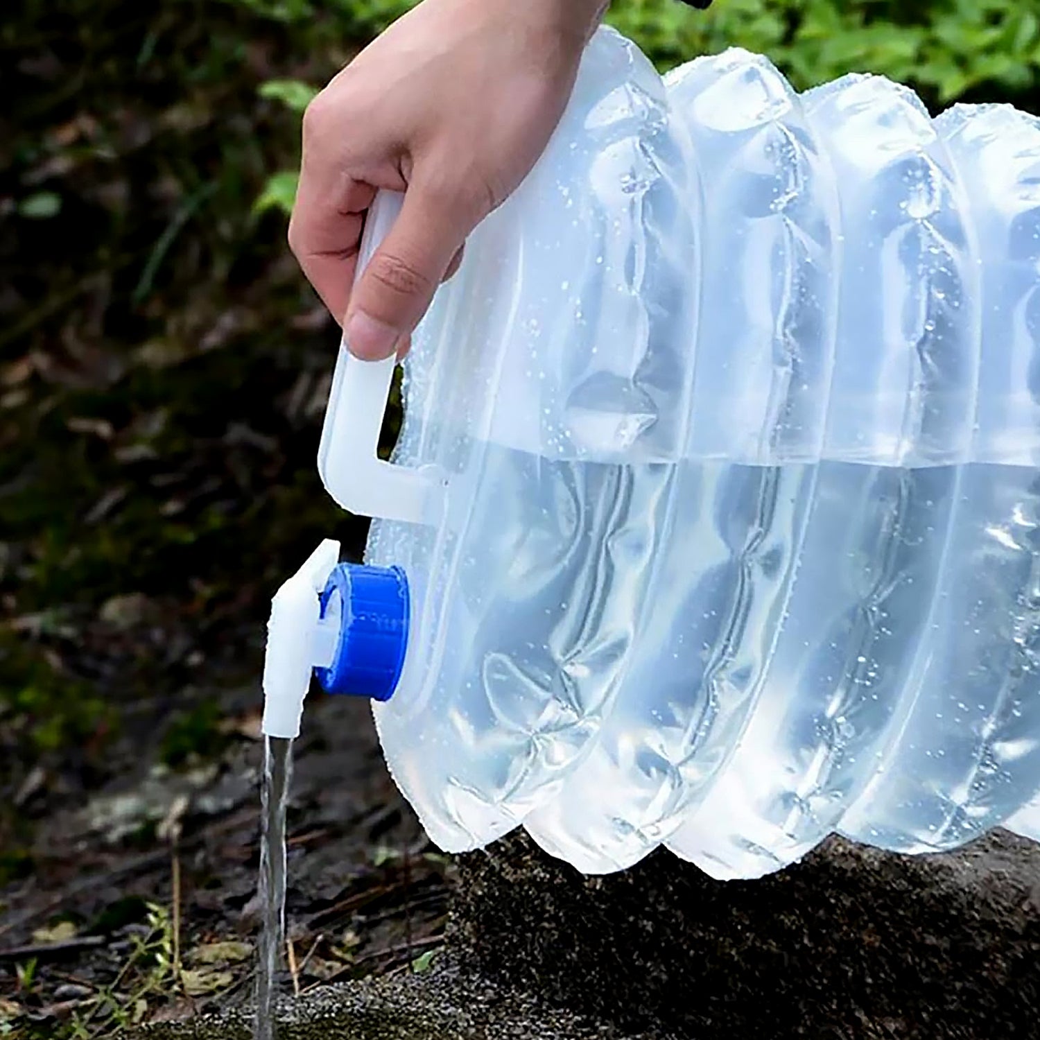 Wukusy outdoor camping collapsible water container with carry handle, tap valve, and large food-grade material for portable hydration