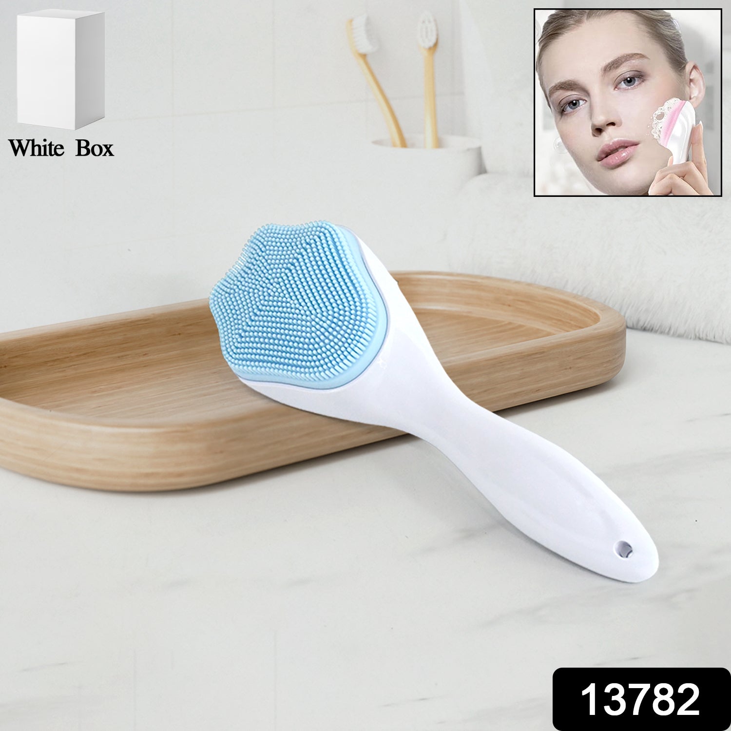 Wukusy silicone face scrubber and exfoliating brush for gentle facial cleansing, handheld health care skincare tool.